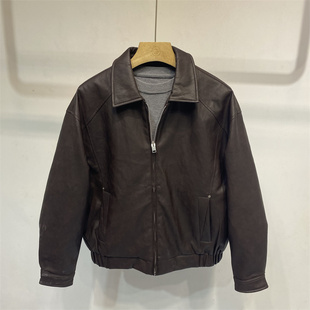 复古翻领皮衣外套男内搭羽绒皮夹克短款休闲百搭帅气夹克2025新款