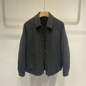 休闲毛呢短款 潮 男外套翻领加厚加棉保暖修身 外套男老钱风百搭修身