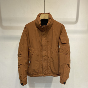 工装风立领短款羽绒服男焦糖色多口袋设计感外套冬季新款修身保暖