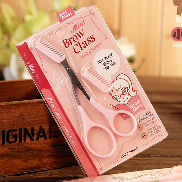 满包邮 正品批发韩国爱丽修眉剪刀带眉梳眉毛剪小梳子