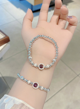 S925纯银紫水晶手链女轻奢小众设计感高级感手串送女友生日礼物