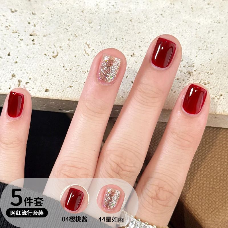 免烤多瓶装快干热卖爆闪指甲油网红流行气质美甲跳色短甲镜面亮油