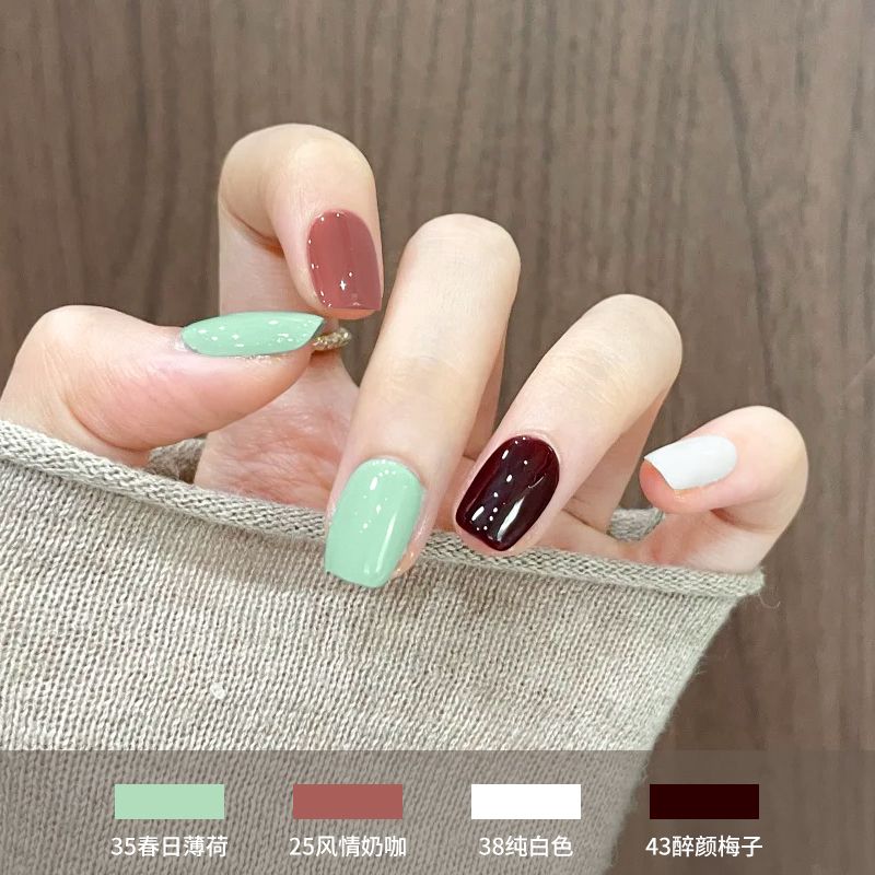 显白百搭秋冬持久美甲指甲油组合装同款流行色多瓶装撞色网红可爱