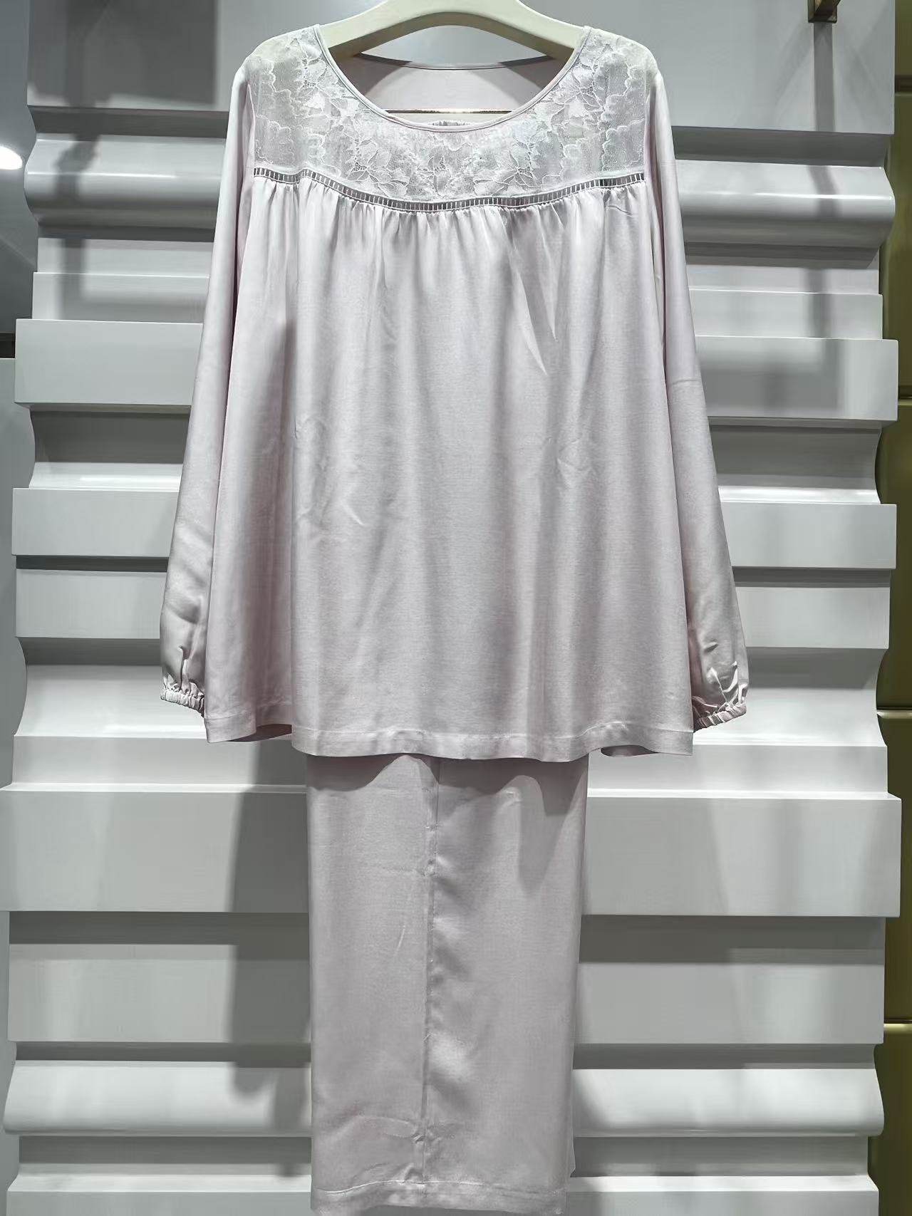 华歌尔新款WD72A5女士长袖长裤套头简约舒适莫代尔睡衣家居服套装