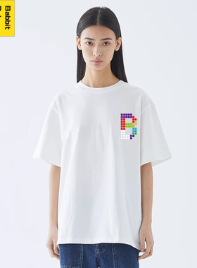 Babbit Bakery短袖t恤夏季新款纯色圆领宽松休闲百搭衣男女情侣潮
