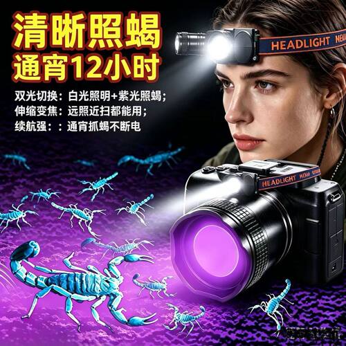 照蝎子专用灯强光超亮大功率紫光灯手提手电筒超长续航户外可充电