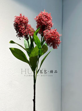 红色仿真花束高粱穗稻谷客厅插花装饰品家居饰品新年婚庆假花