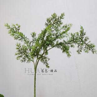 新中式仿真松针枝条绿色圣诞树装置叶材龙柏松针植物禅意造景假花