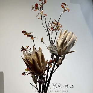 咖色花艺素材帝王花仿真花野果浆果枯树枝山归来树叶枯枝叶