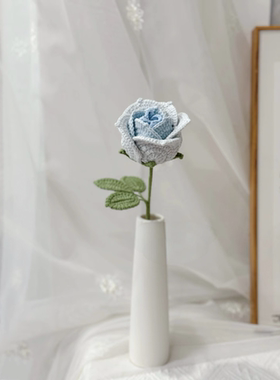 成品手工钩织高定仿真花束荔枝玫瑰花装饰品送老师朋友 家居插花
