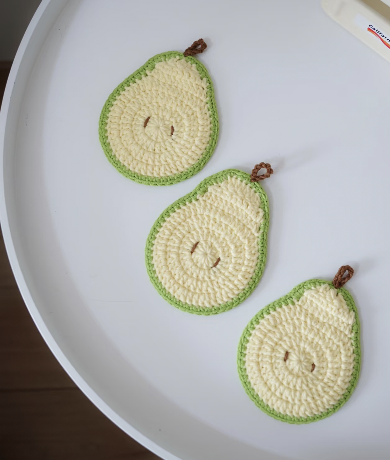 (成品)手工钩织毛线青梨杯垫隔热垫杯垫餐垫桌面装饰垫送朋友老师
