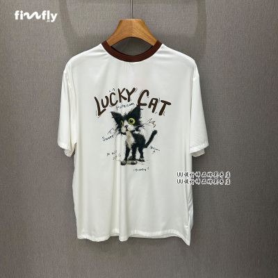 fizzfly |  正品专柜 设计师女装2026夏季新款 桑蚕丝潦草猫T恤