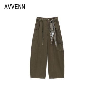 AVVENN | 正品专柜 25秋冬装新品 军绿色 牛仔裤AL91302614