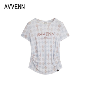 【拍下立减】AVVENN | 正品专柜设计师26新款格子短袖AK70801561