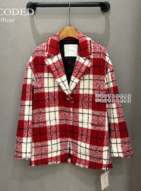 UNCODED | 正品专柜品牌折扣25冬季 红格子 西装 大衣KWWW6W138