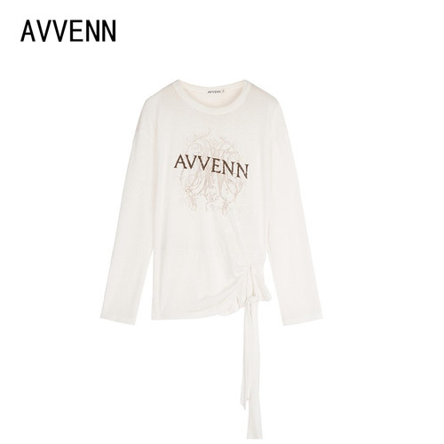 【拍下立减】AVVENN | 正品设计师26新款 飘带长袖T恤AK70601501