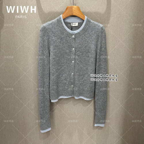 WIWH | 正品实拍专柜设计师 2026秋 灰色针织开衫 WHLE2F555