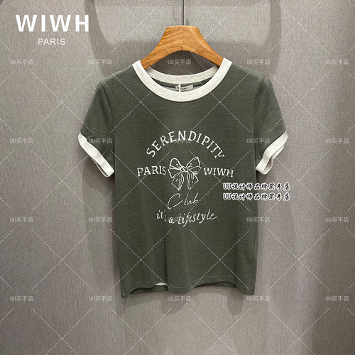 WIWH | 女装 正品专柜 品牌 26春季 军绿色 短袖 T恤  WHRT3E381