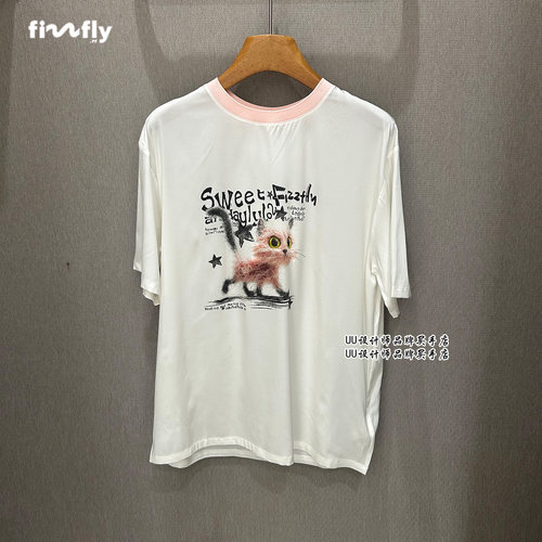 fizzfly |  正品专柜 设计师女装2026夏季新款 桑蚕丝潦草猫T恤