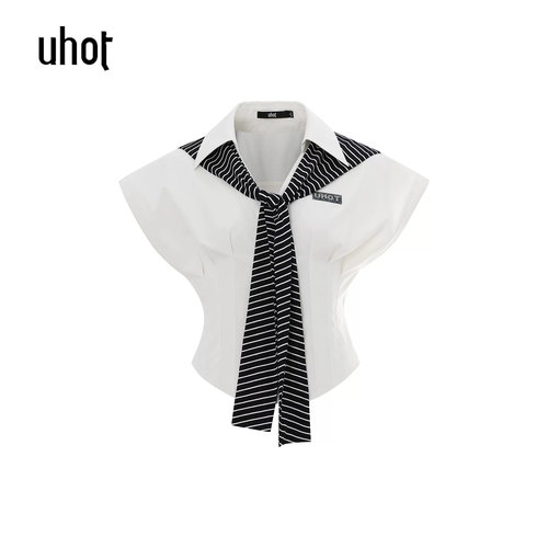 下单立减 uhot | 诱货 女装正品 26夏  披肩 无袖修身 衬衫 2C463
