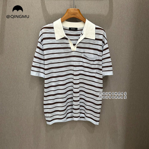 QINGMU | 轻慕 正品专柜 设计师品牌 26春新品 蓝条纹 polo衫T恤