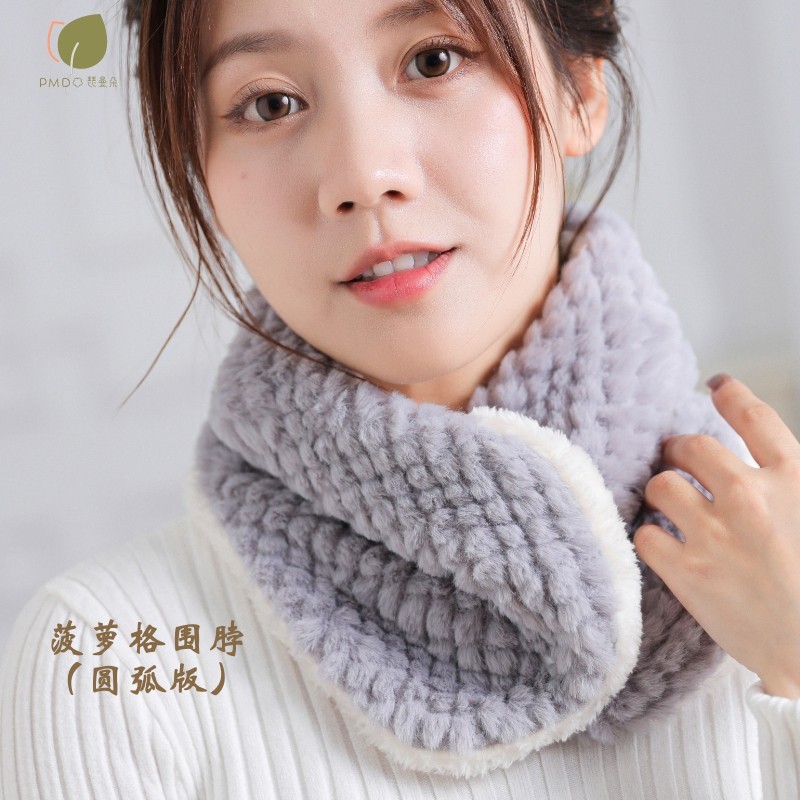 白色围脖加绒加厚围巾