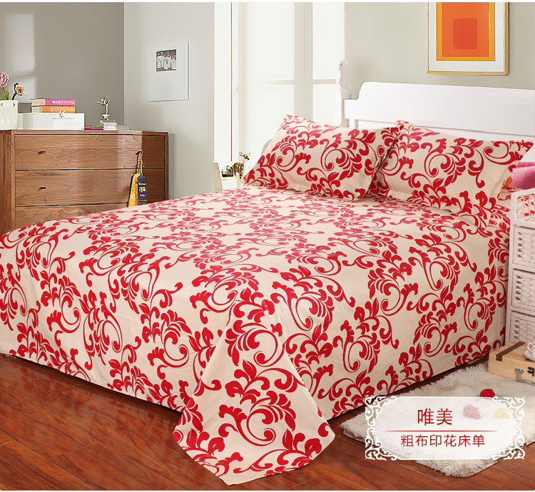 定做炕单加厚帆布印花床单单件双人纯棉老粗布床单加宽布料3米4米 床上用品 床单 原图主图
