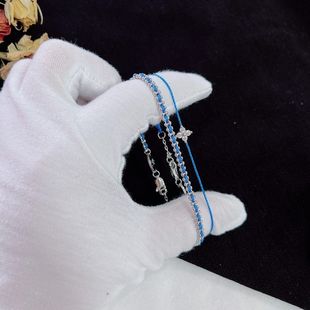 两件套装 女 red家本命年手工编织手绳幸运四叶草百搭轻奢手链套装