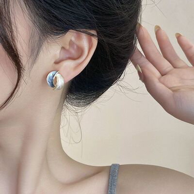 叶子撞色不对称无痛蚊香盘耳夹冷淡风气质无耳洞耳饰时尚个性耳钉