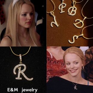 欧美热销款全钻不锈钢高保色26个字母项链万能链条美剧女主同款