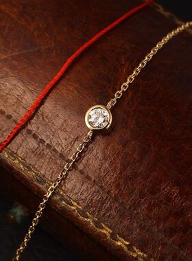 法国小红绳新款本命年幸运简约双层单钻red手链闺蜜情侣手饰