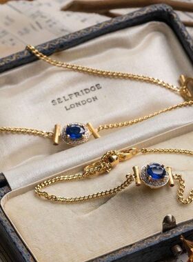 【拉丝古巴】仿绣球花蓝锆石镶嵌细钻手链时尚气质小香风精致百搭