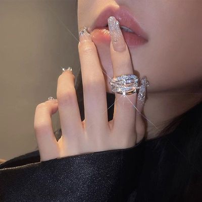 流星陨落锆石戒指女精致复古个性食指戒轻奢小众设计高级感开口戒