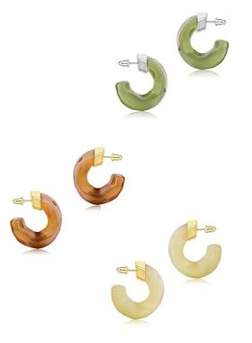 醉舟系列扭转三色树脂耳圈时尚轻奢设计师原创耳环毛晓彤同款耳饰