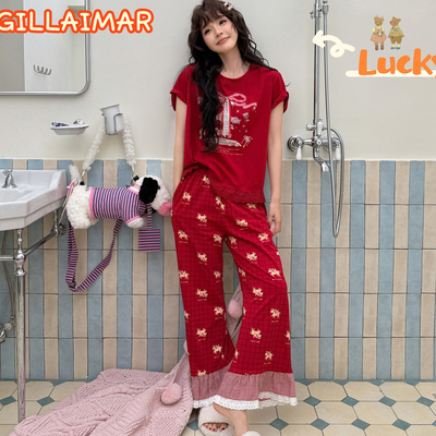 GillAimar家居服小熊家短袖睡衣