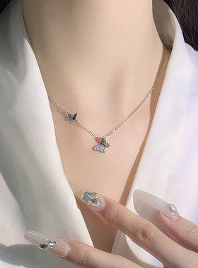 蝴蝶锆石项链女轻奢小众设计感闪钻锁骨链女生配饰送闺蜜生日礼物