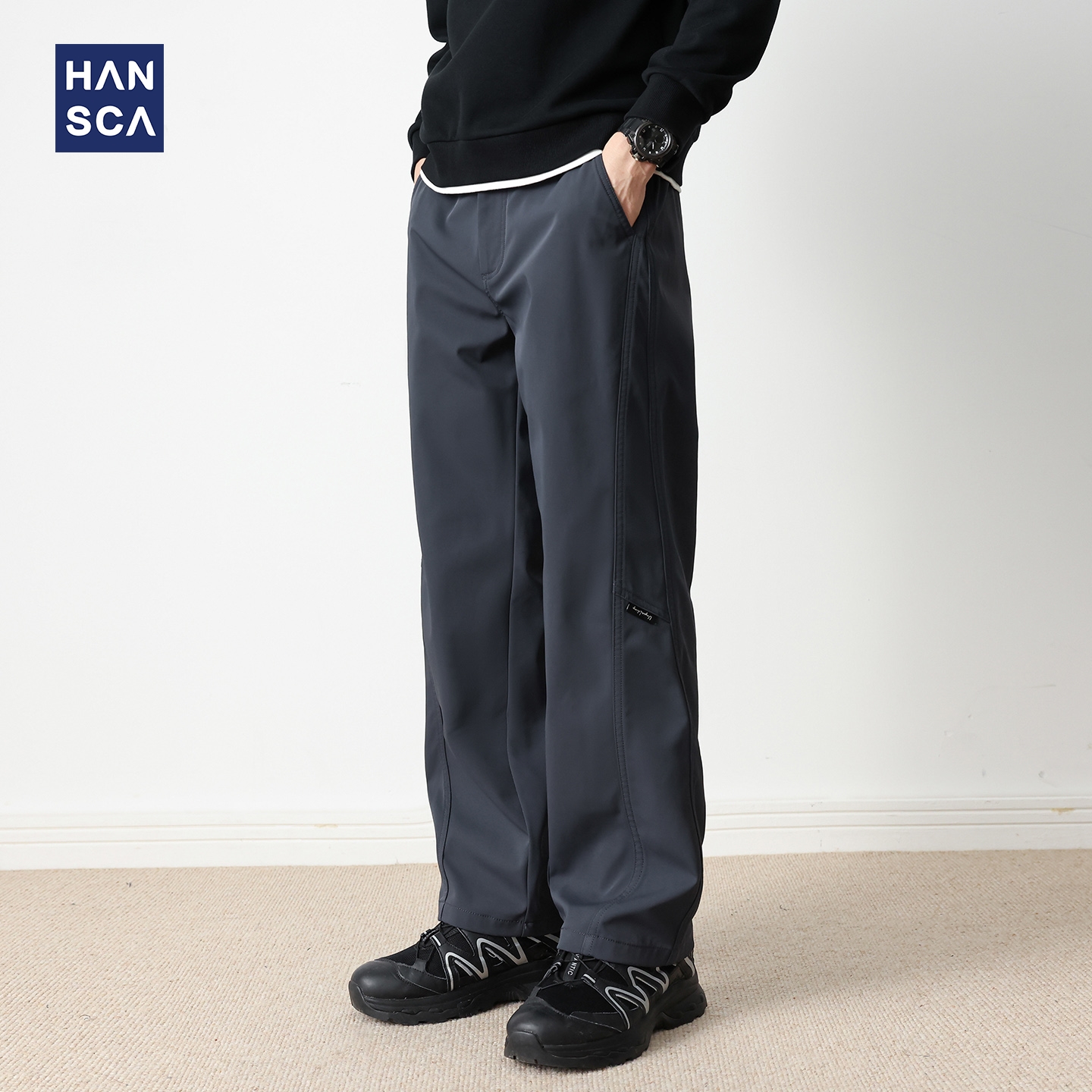 hansca户外高密防风直筒休闲裤男