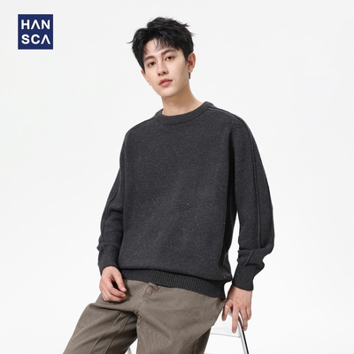 重磅腈纶男毛衣冬季圆领灰色
