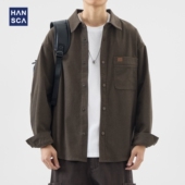 hansca复古灯芯绒长袖 翻领潮牌痞帅衬衣外套 新款 衬衫 男2024年秋季