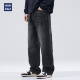 男秋季 垂感阔腿裤 直筒宽松休闲大码 hansca复古黑灰色牛仔裤 长裤 子