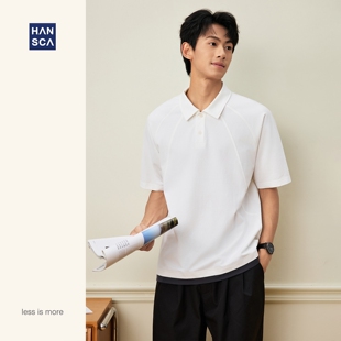 男士 拼接短袖 春季 弧形春夏款 上衣 宽松插肩袖 hansca210g翻领polo衫