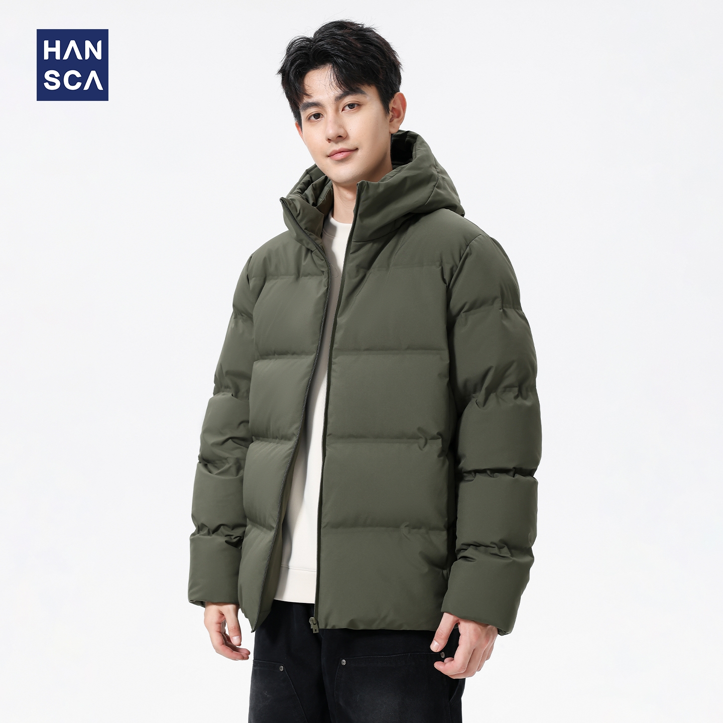 hansca高充绒量白鸭绒宽松羽绒服