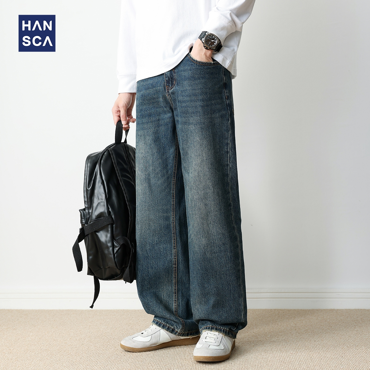 直筒牛仔裤男2025秋季宽松阔腿