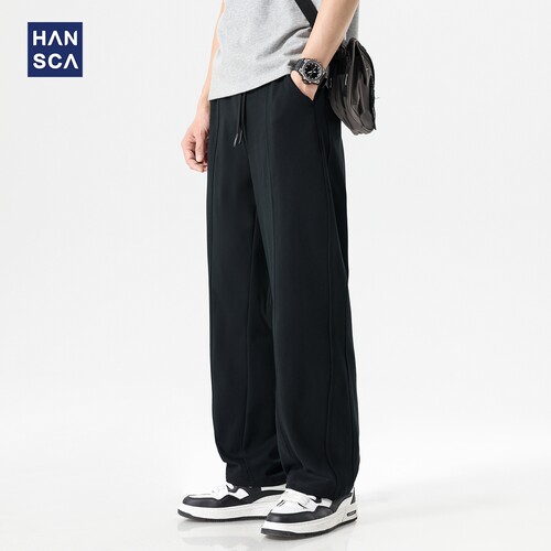 hansca美式重磅卫裤男春夏款潮牌薄款宽松直筒阔腿垂感休闲 运动