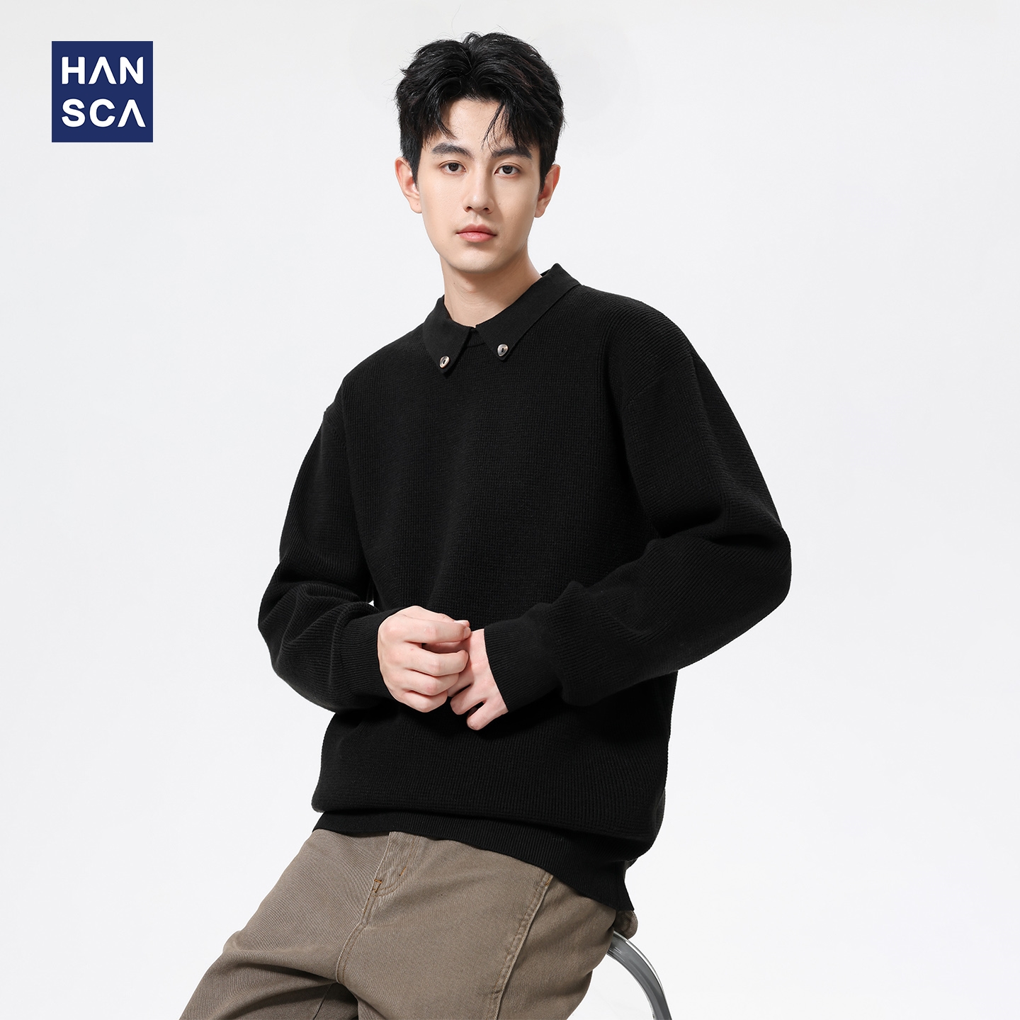 重磅610g莱赛尔羊毛针织衫毛衣男