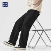 hansca秋季 子 百搭拼接长裤 400g直筒垂感休闲裤 男日系潮牌宽松大码