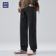 hansca黑色牛仔裤 子 复古高街潮牌长裤 男直筒宽松阔腿休闲裤 子秋款