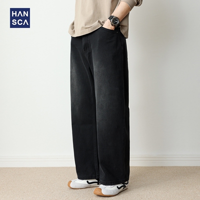 黑色直筒牛仔裤男2025秋季美式