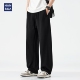 男2025新款 夏季 薄款 hansca黑色高街直筒休闲裤 宽松透气运动卫裤 子