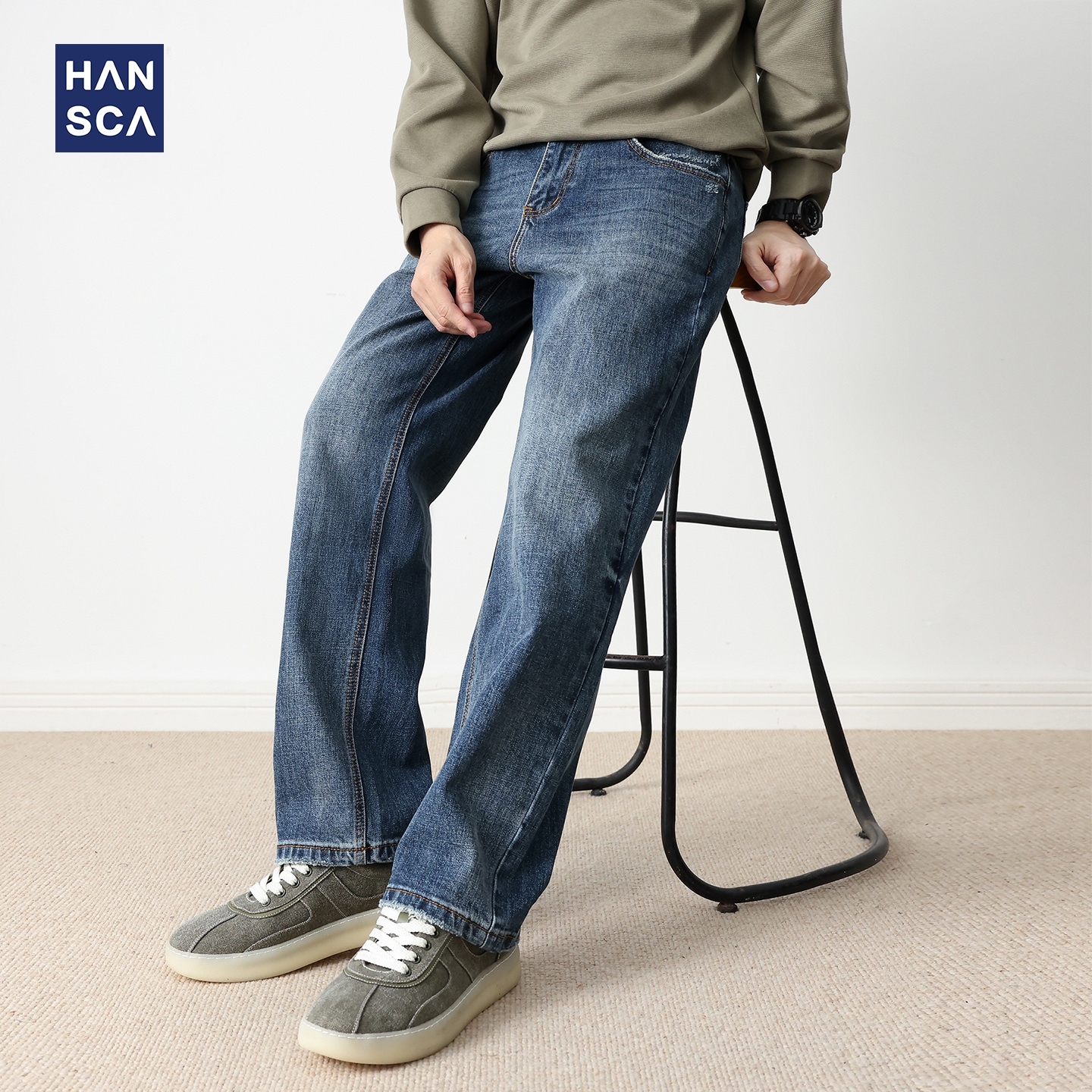 直筒宽松阔腿牛仔裤男款